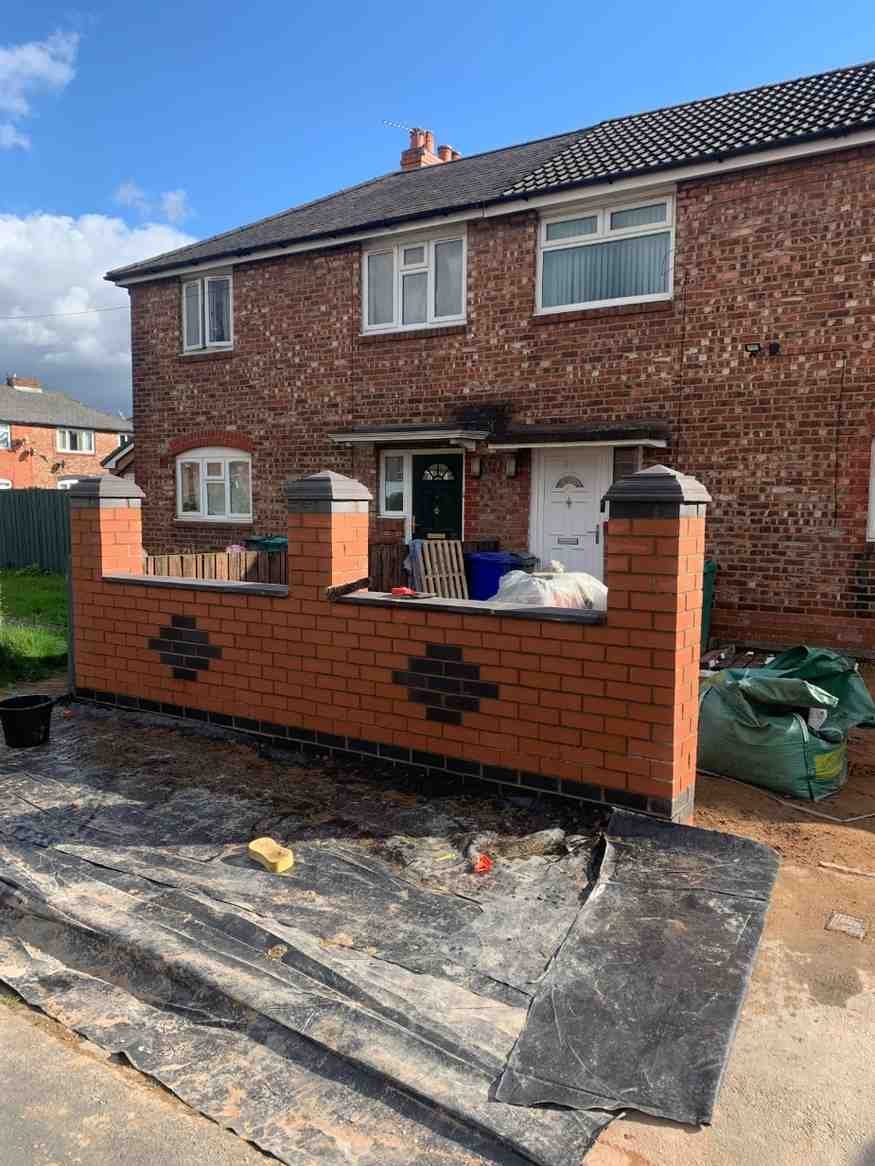 Front garden and retaining brick wall built by AJ Brickwork in Manchester