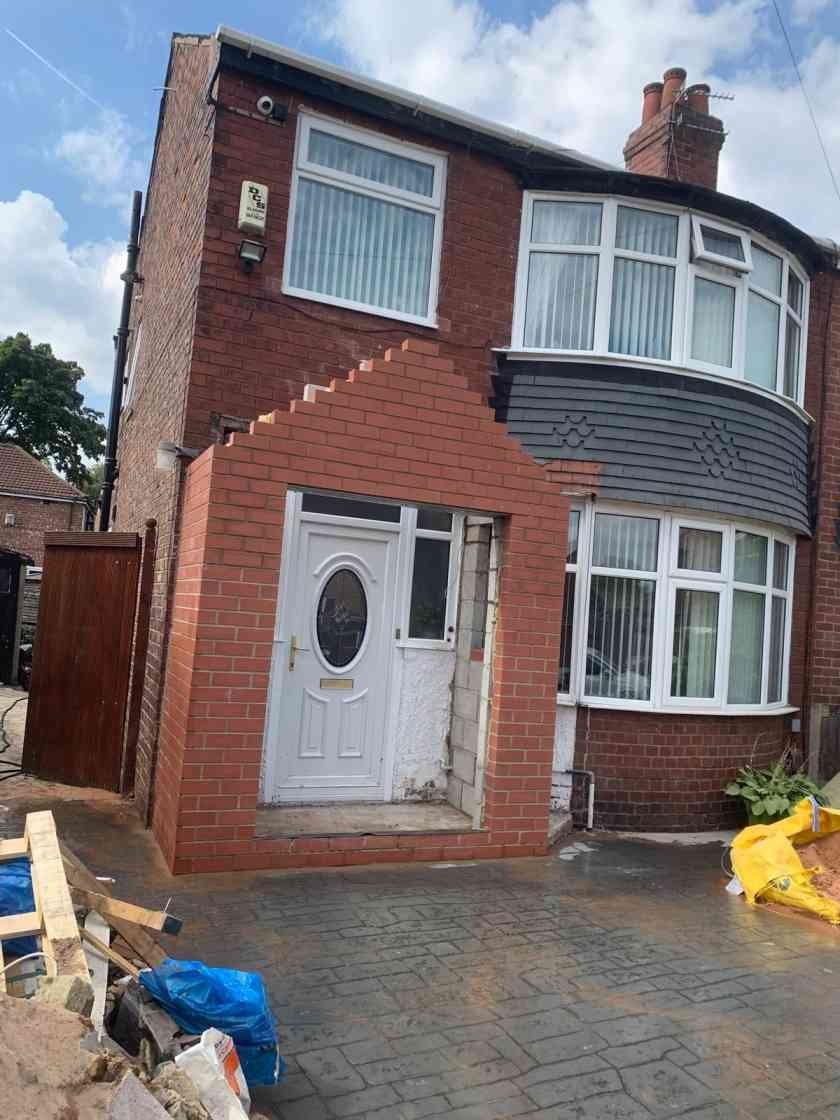 Completed brickwork on a house in Manchester by AJ Brickwork