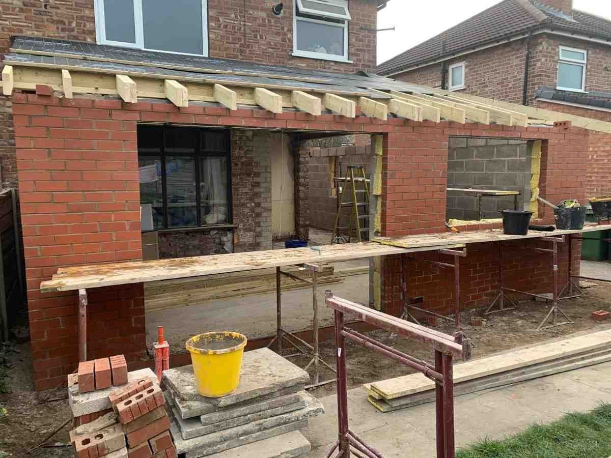 Brick and blockwork with timber roof joists, built by AJ Brickwork in Manchester
